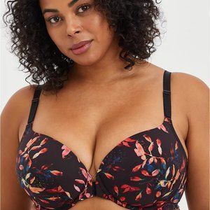 Torrid Strappy Fishnet & Lace Push-Up Plunge Bra (60 BRL) ❤ liked